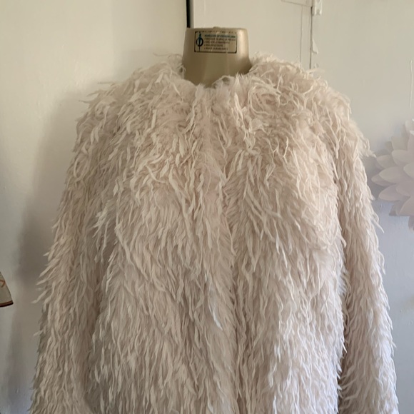 Women's Cream Faux Fur Jacket - Picture 1 of 4